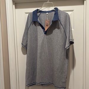 Men's Gray and Blue Polo Shirt